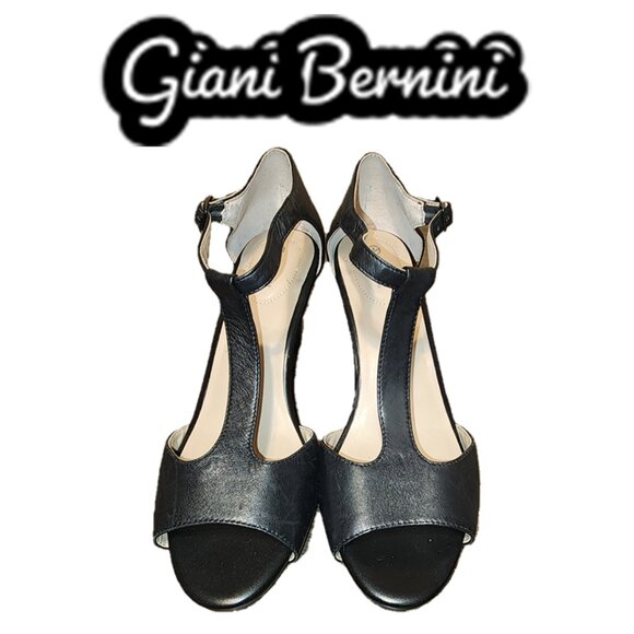 GIANI BERNINI CLARAA DRESS SANDALS Black Leather 9.5M - Picture 1 of 16